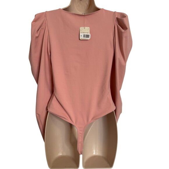 Free People Va Va Voop Size Small Intimately Bodysuit NWT Puff Sleeve Heart Haze - Picture 4 of 16
